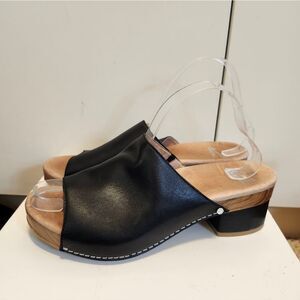 Dansko Black Leather Mule Clogs